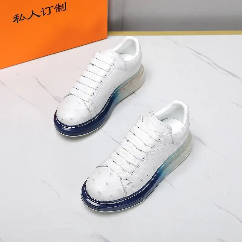 New Fashion Thick Sole Little White Shoes Autumn Winter Ostrich Leather Suede Couple Casual Board Walking Loafers Oxford Sneaker