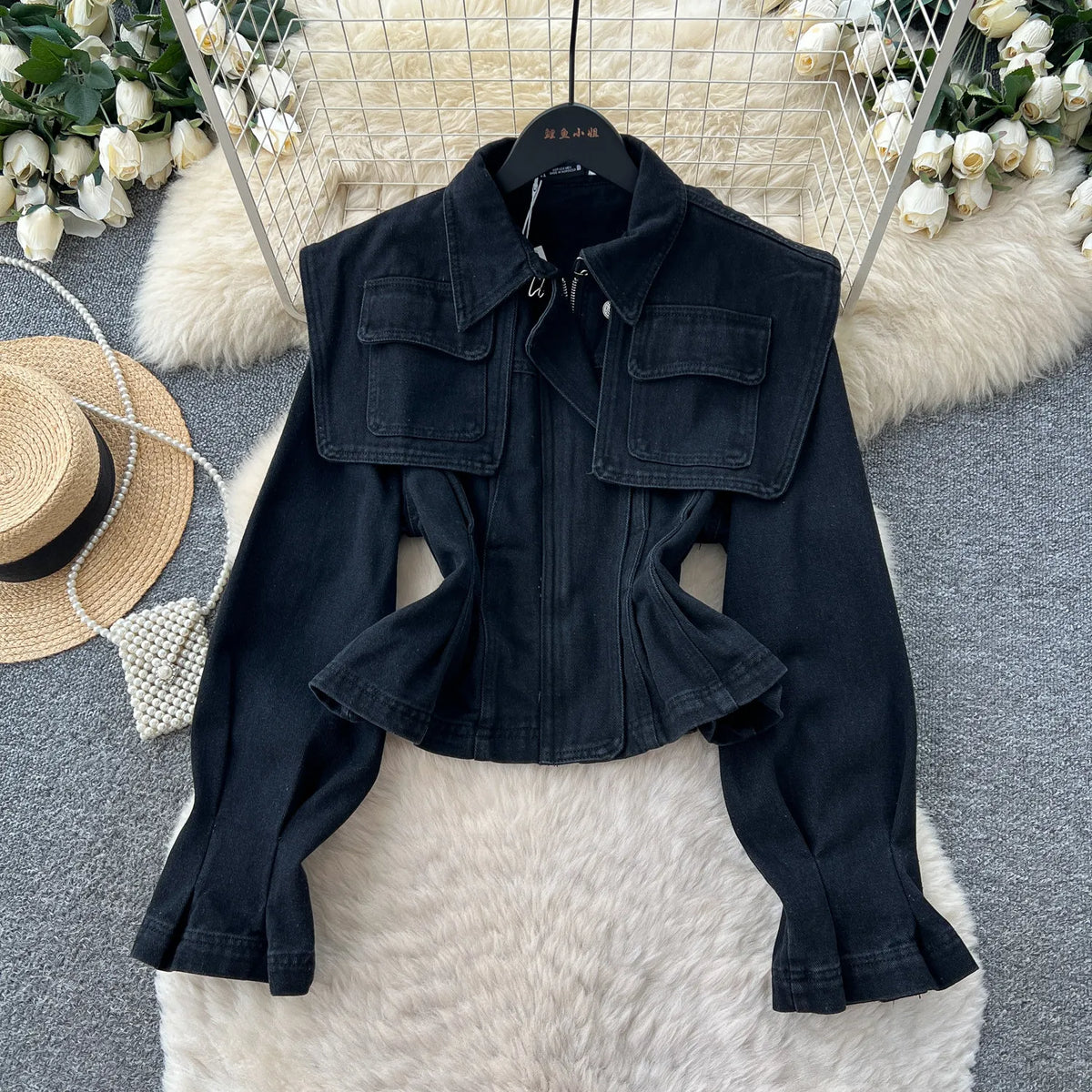 SINGREINY Fashion Senior Denim Jacket New French Classic Lapel Full Sleeves Slim Outwear Women Autumn Chic Elegant Workwear Coat