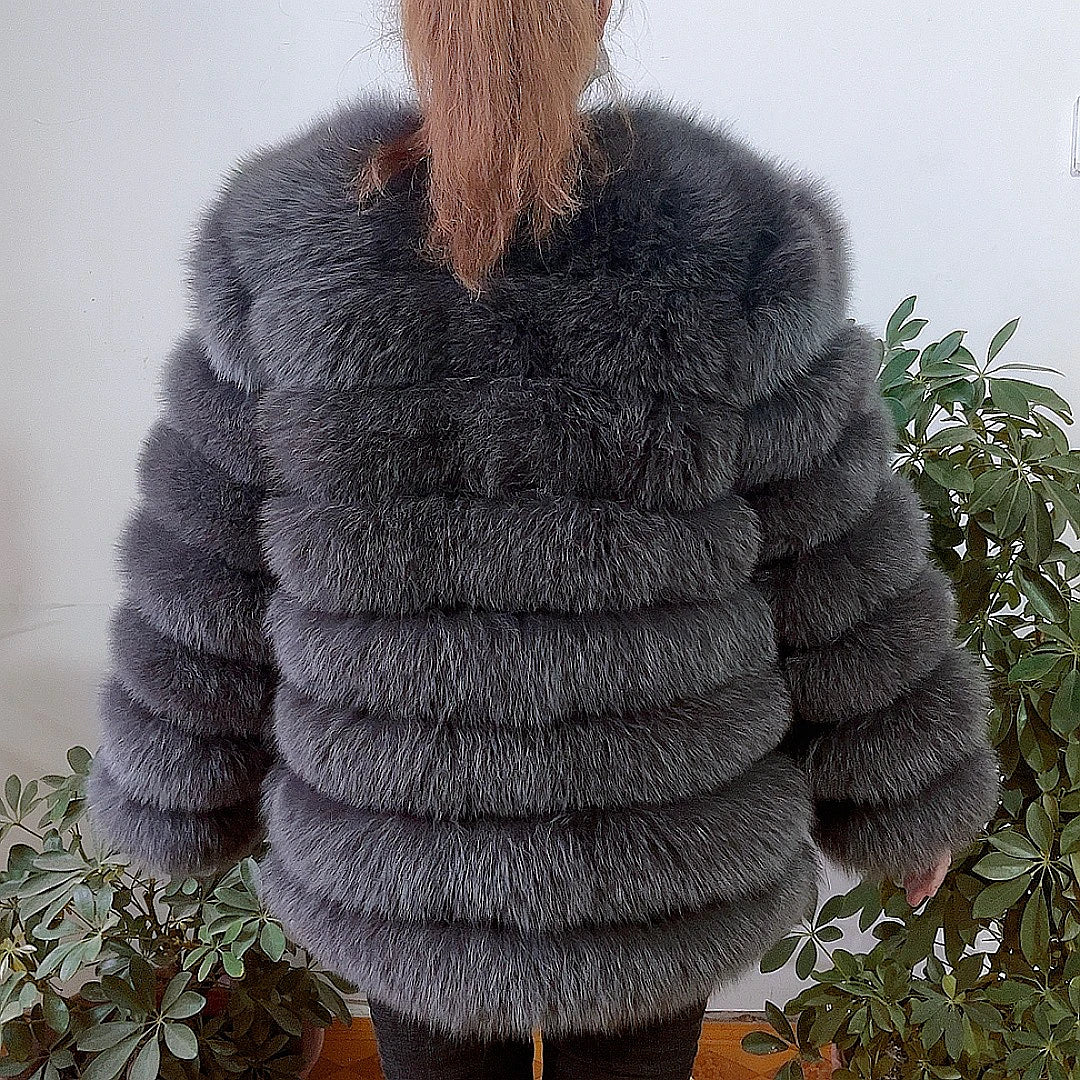 NEW Style Length Sleeves 4in1 Real Fur Coats Women Natural Real Fur Jackets Vest Winter Outerwear Women Fox Fur Coat Quality Fur