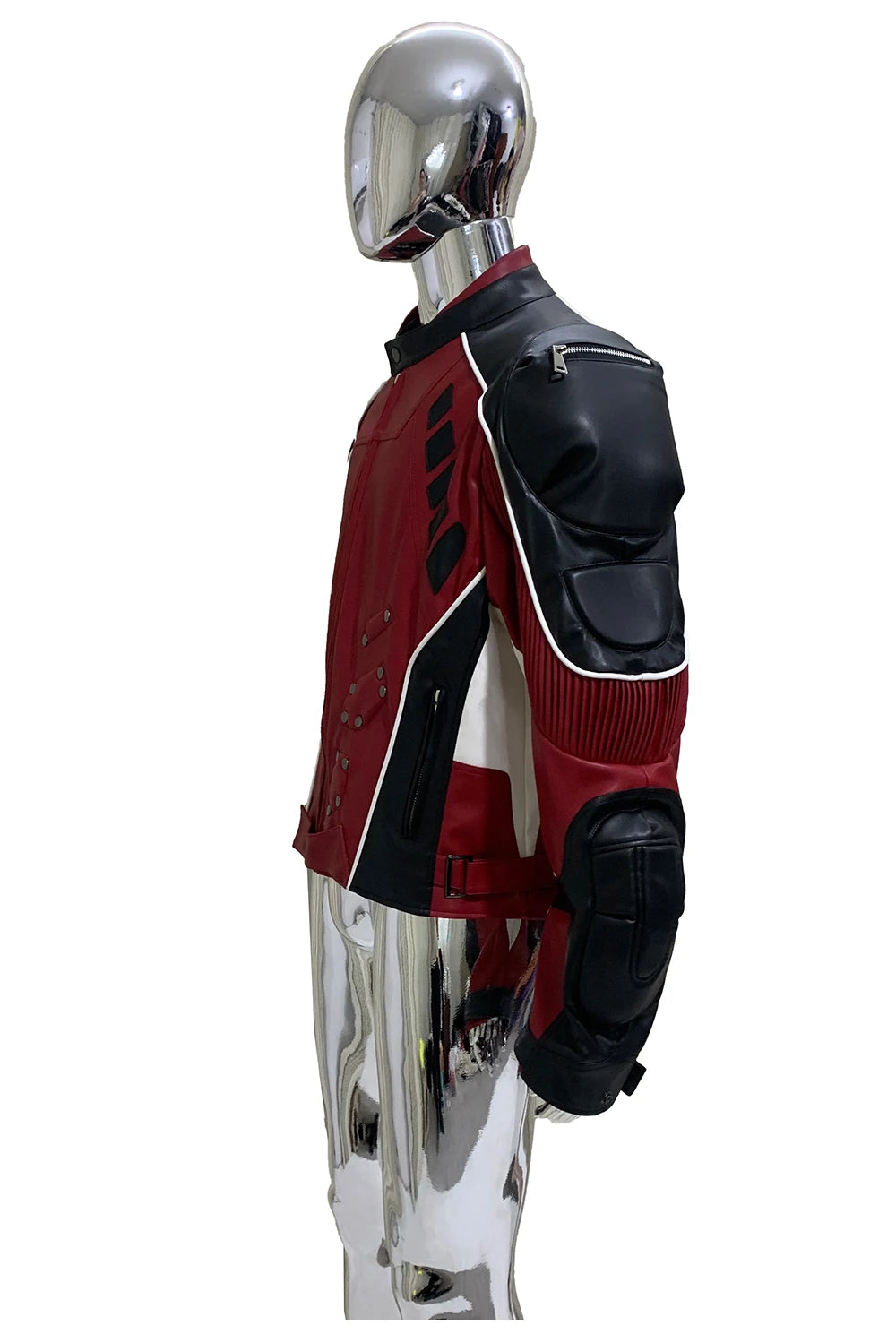 Nerazzurri Autumn Winter Short Color Block Pu Leather Racer Jacket Men Shoulder Pads Rivet Zipper Luxury Designer Clothes 2025