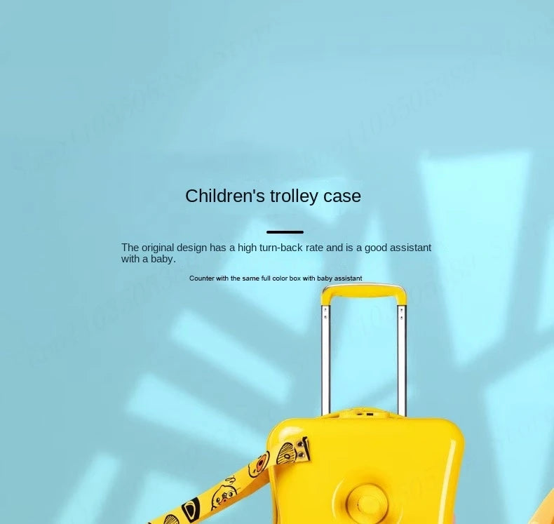 Cute Pony Cartoon Suitcase for Children Can Sit and Ride Carry on Kids Luggage Baby Trolley Case Boarding Cabin 20 Inch