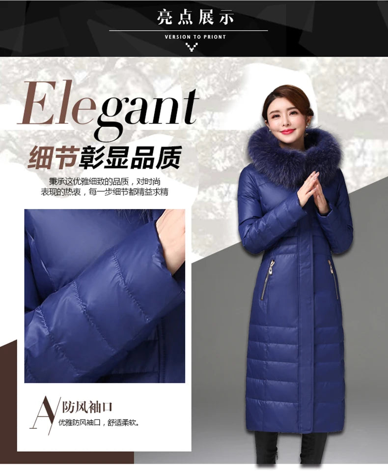 Shengyu Boya Middle-Aged and Elderly Women's Over-The-Knee Long down Jacket, Thickened Slim-Fit Coat for Mothers, New Style