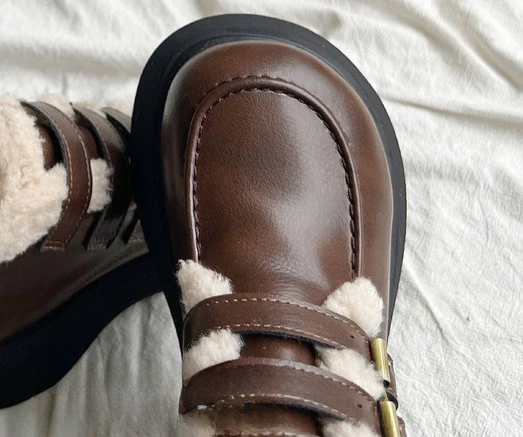 Lace-up Elegant With Medium Heels Padded Women's Snow Boots Laces Ladies Shoes Y2k Protective Plush Comfortable High Quality 39