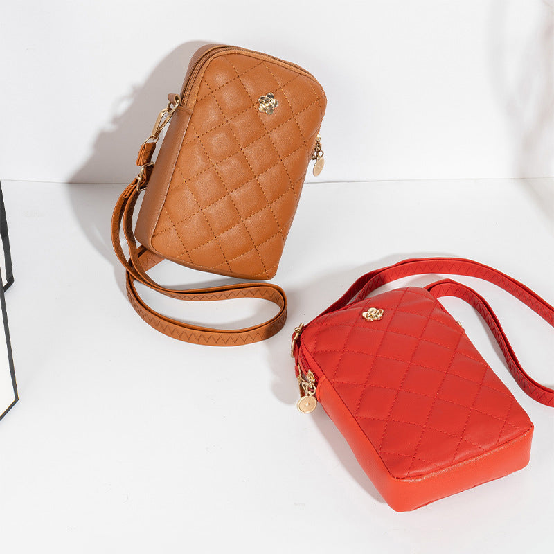 Embroidery Mobile Phone Bags Women Fashion Shoulder Bag Female Mini Crossbody Messenger Bags PU Leather Clutch Wallet Pouch