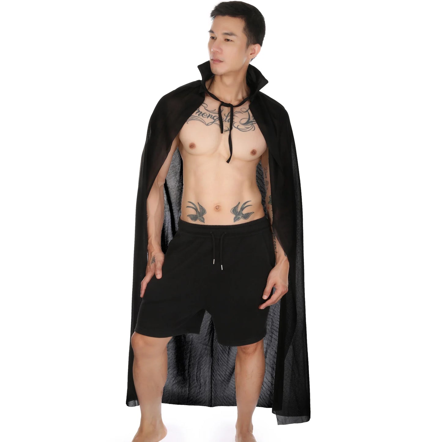 Halloween Cosplay Vampire Wizard Death Cloak Costumes Grim Reaper Black Translucent Erotic Cape Clubwear Stage Performance Wear