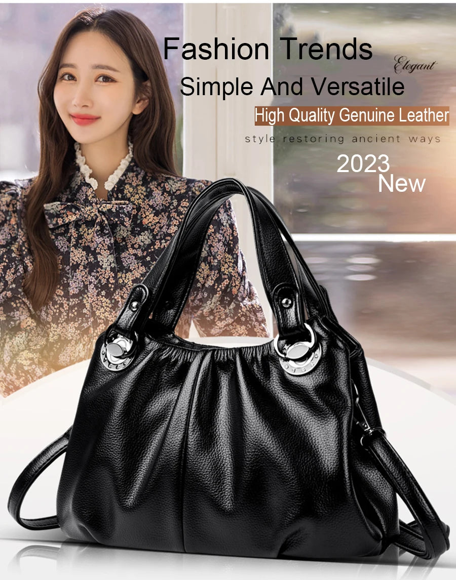 Fashion Lady Crossbody Bag Luxury Genuine Leather  Trend Women Shoulder Bags High Quality Vintage Large Capacity Handbag Bolsos