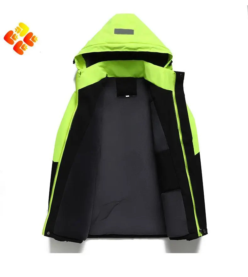 New Winter Work Jacket, Waterproof Windproof Reflective Thermal Coat with Fleece Lining, Stain Resistant Outdoor