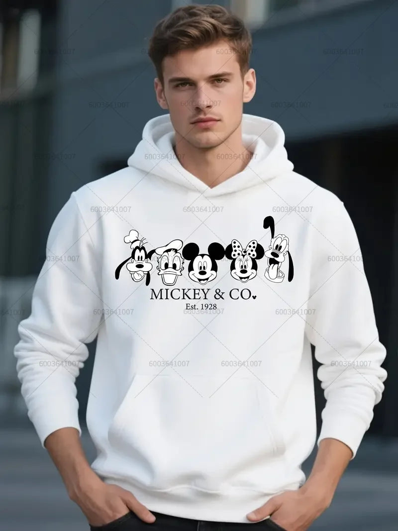 Couple Disney Mickey Mouse Vacation Men's Hoodies Women Sweatshirt Unisex Pullover Autumn Winter Cotton Fleece Hoody Oversized