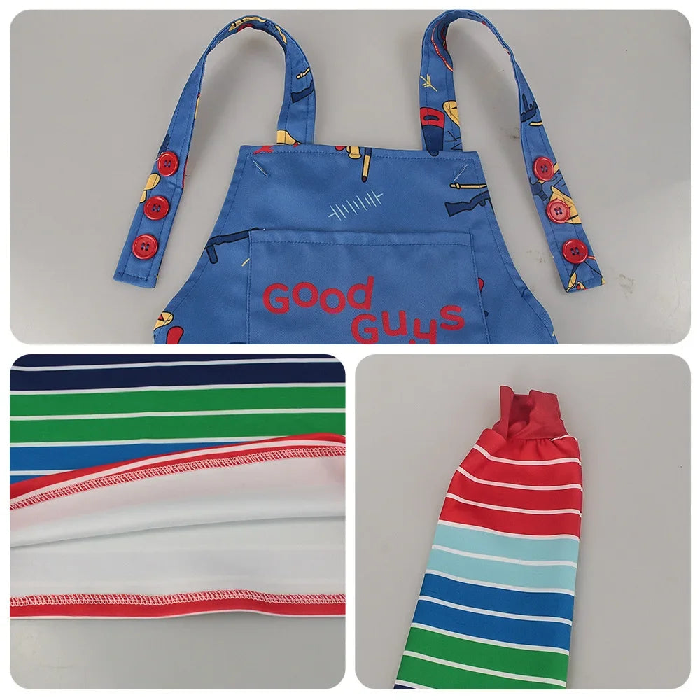 Movie Chucky Cosplay Costume Adult Unisex Dress Top Overall Pants Suit Halloween Uniform Outfit Performance