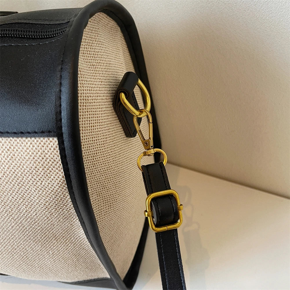 Oversized Travelling Handbags For Women Cotton Fabric Large Capacity Airplane Luggage Bag Simple Fashion Shoulder Crossbody Bags