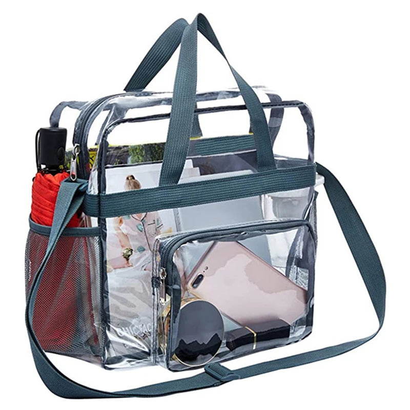 Portable Transparent Shoulder Crossbody Bag Tote Satchel PVC Handbag For Women Lady Large Capacity Clear Bag Shopping Handbag