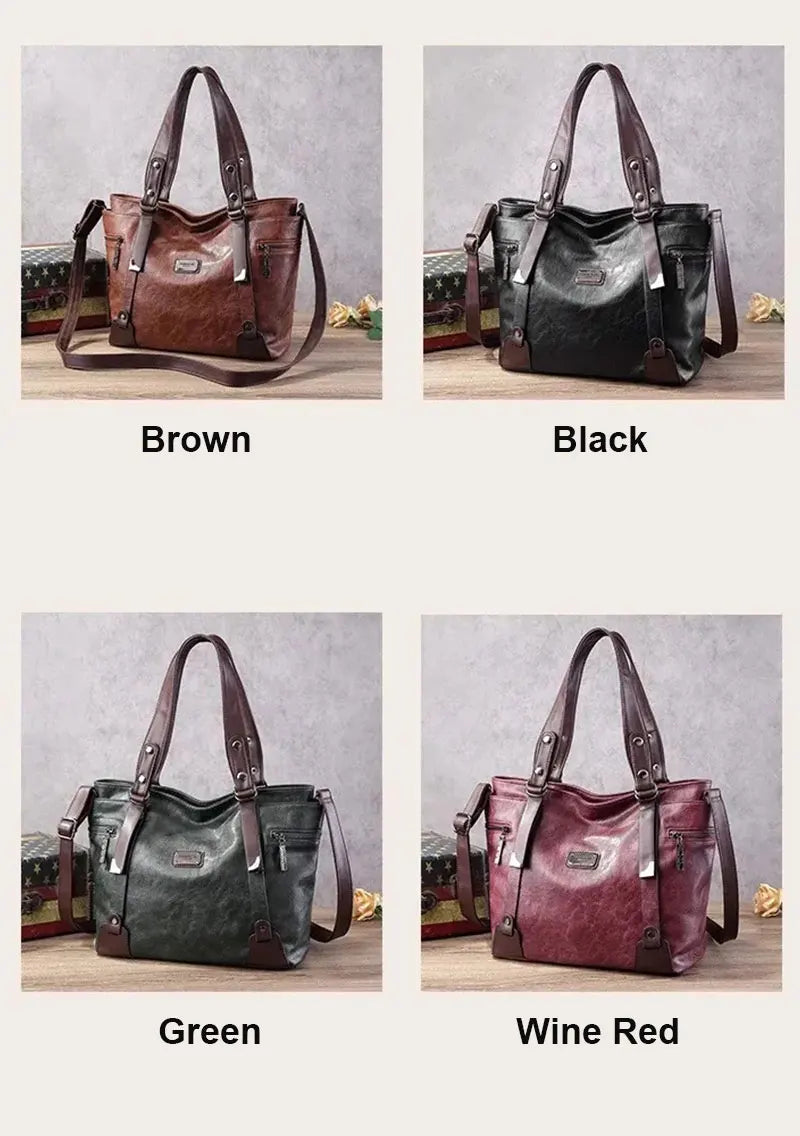 Vintage Women's Tote Bag 2025 New PU Leather Shoulder Bag Large Capacity Handbags Retro Style Crossbody Bags for Women