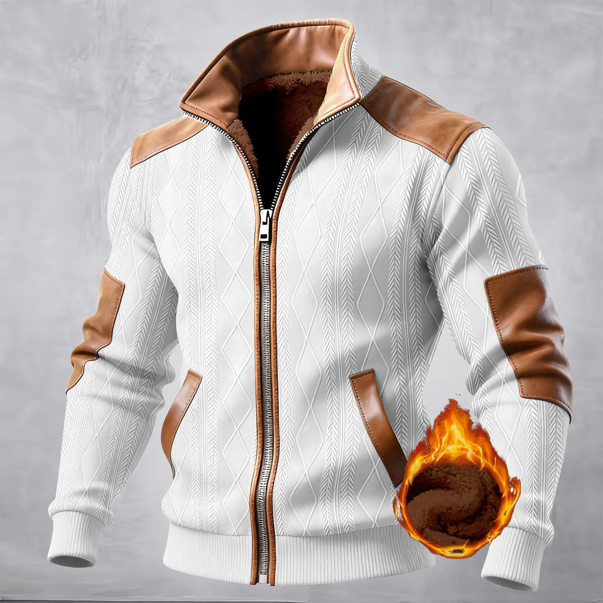 Spring/Autumn 2026 Men's New Muscle Jacket - Daily Casual Sport Long Sleeve Collar Zippered Windproof Warmth Thick Coat