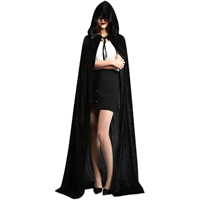 Black Hooded Cape, Suitable For Both Men And Women To Play Vampires, Wizards, And Death Cloaks On Halloween Costume Accessories