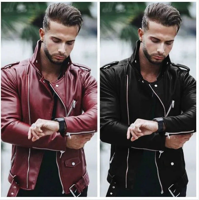 New Men's Autumn Winter Fashion PU Leather Jackets Plus Size 4XL 5XL Slim Leather Jackets Male Jackets for Men Coats Clothing