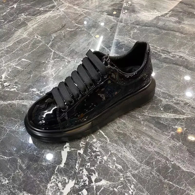 Sneakers Casual Men Designer Board Shoes Fashion Patent Leather/Denim Breathable Increased Internal Flat Platform Punk Shoes