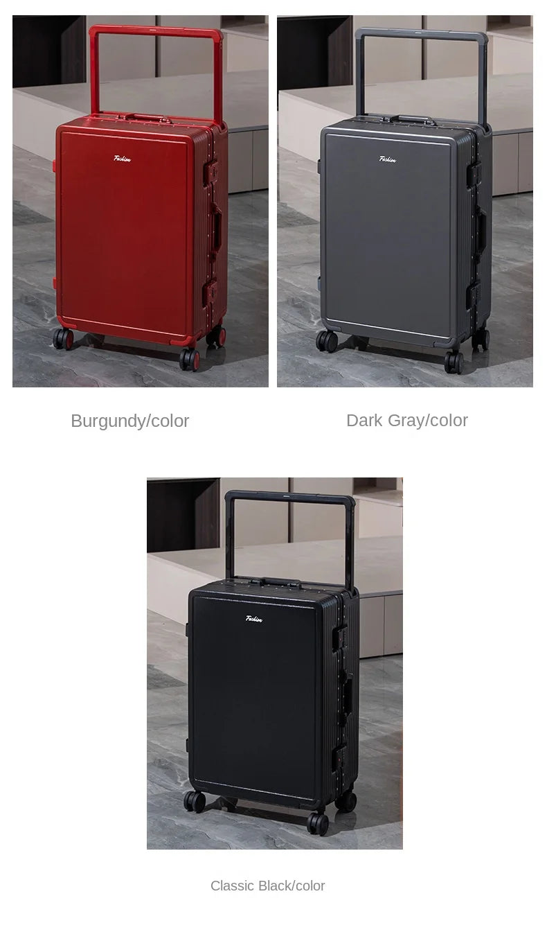 Wide Tie Rod Luggage Aluminum Frame with Durable PC Trolley Case 30 inch Multifunctional Suitcase with Large Capacity