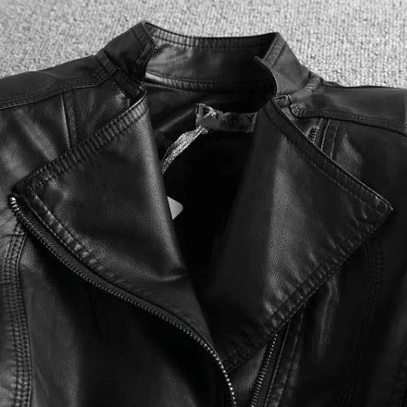 Winter 2026 New Black Pu Leather Jacket Women Y2K Streetwear Cropped Motorcycle Coat Fashion Gyaru Long Sleeve Short Outerwears