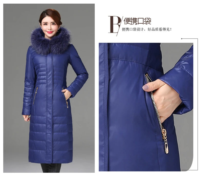 Shengyu Boya Middle-Aged and Elderly Women's Over-The-Knee Long down Jacket, Thickened Slim-Fit Coat for Mothers, New Style