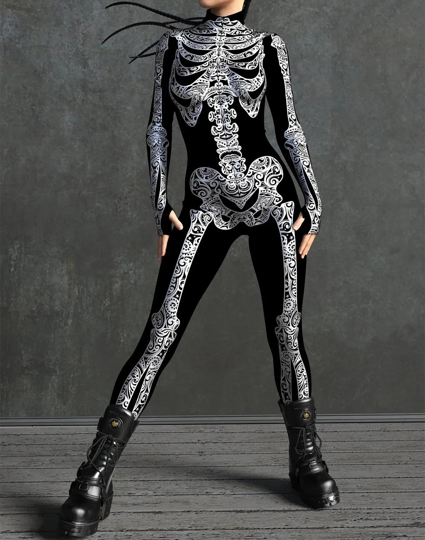 Women's Gothic Y2k Sexy Cool Dark Skull Suit Mechanical Armor Bodysuit Role Play Suit Robot Costume Party Performance Tights