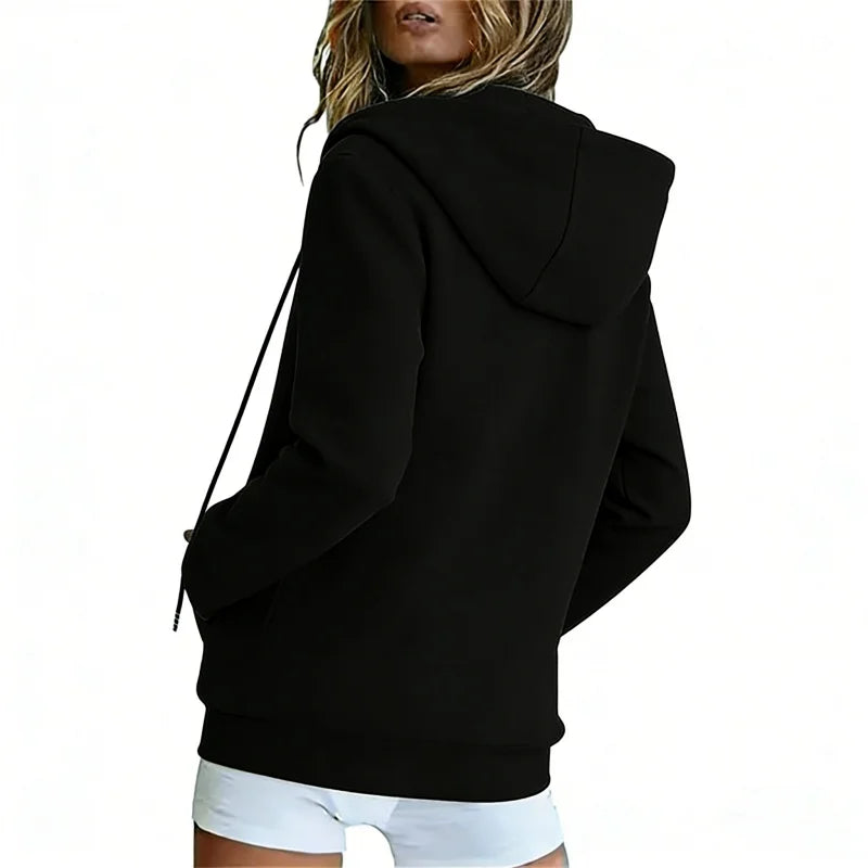 Spring Autumn Fashion loose zipper Hoodies Women cardigan coat Daily Long Sleeve tops Versatile Casual Hoodies Women Sweatshirt
