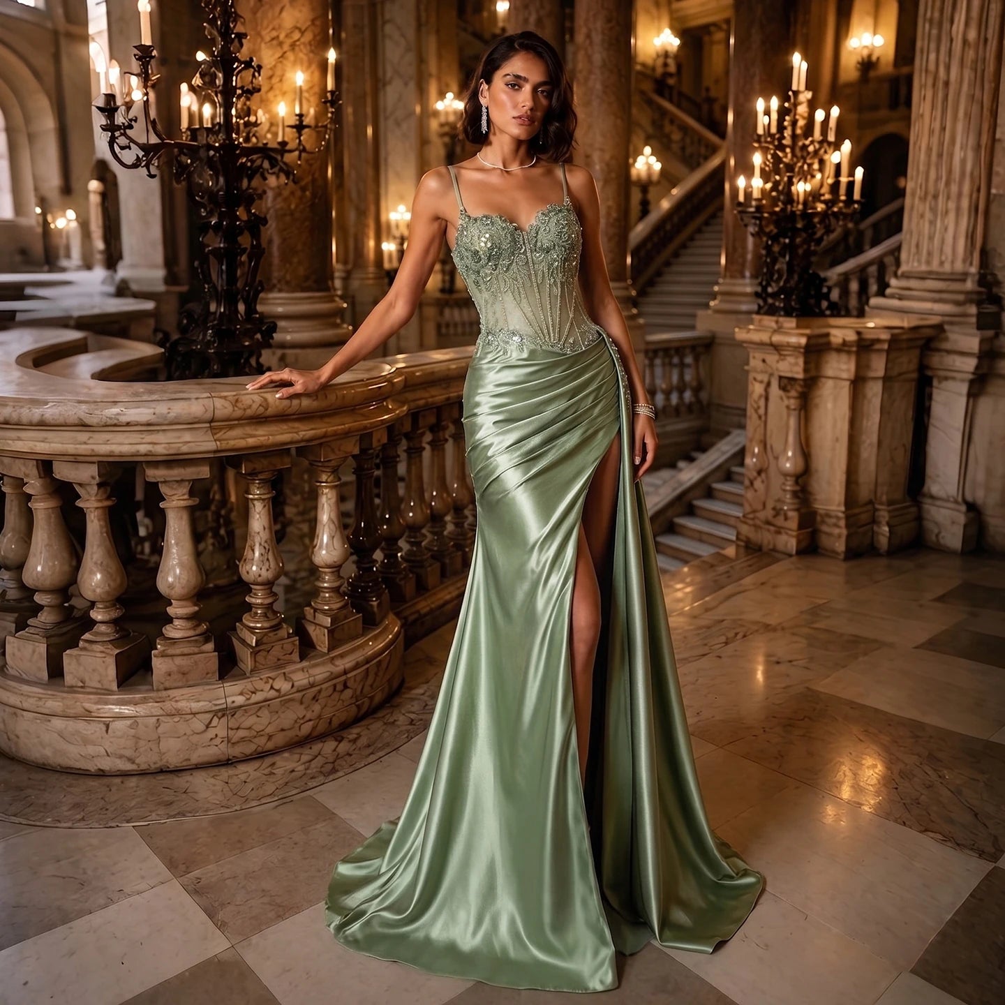 Sharon Said Women' s Floral Wedding Party Gown 2026 Draped Elegant Sequined Evening Prom Dresses with Side Slit SH197 Customized