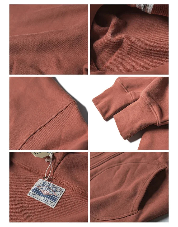 Non Stock Men's Zip Up Hooded Sweatshirt Heavyweight Solid Color Hoodies Thick