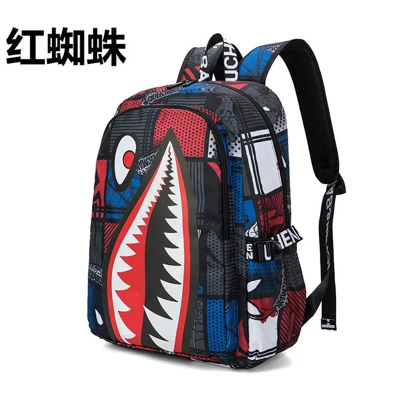 Cool shark mouth prints bagpack boy camouflage college bags unisex schoolbags waterproof backpacks student large capacity bags