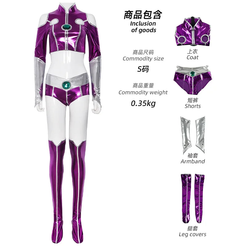 Female Superhero Cosplay Costume Stand-up Collar Cropped Top Shorts Halloween Party Outfit Anime Stage Performance Costume