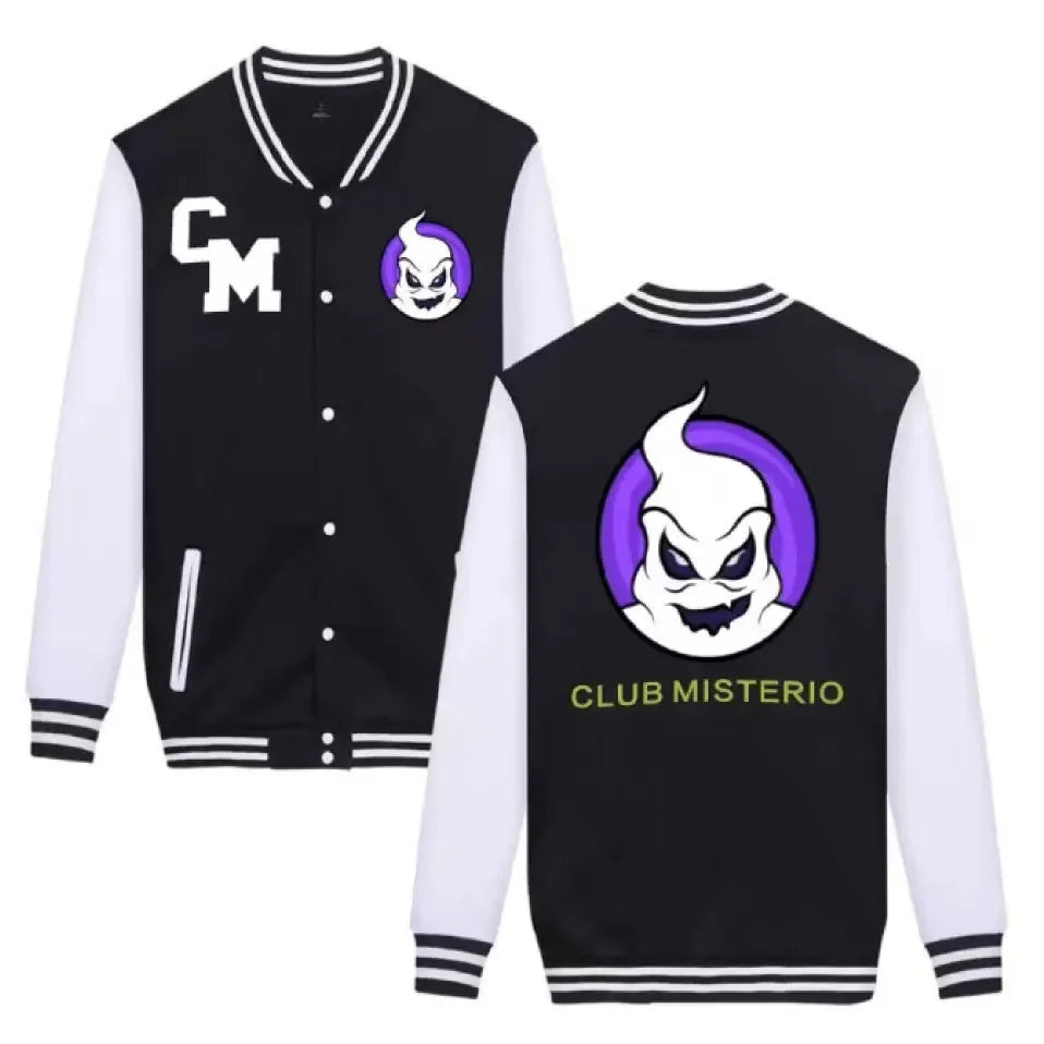 CLUB MISTERIO Baseball Jacket Spanish Podcast Edition autumn winter Men Women Streetwear Halloween hoodies Y2k Sudaderas T-shirt