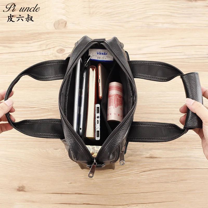 Business Briefcase Shoulder Messenger Bags Men's Genuine Leather 10-inch Laptop Bag's Men's Briefcase Office Business Handbag