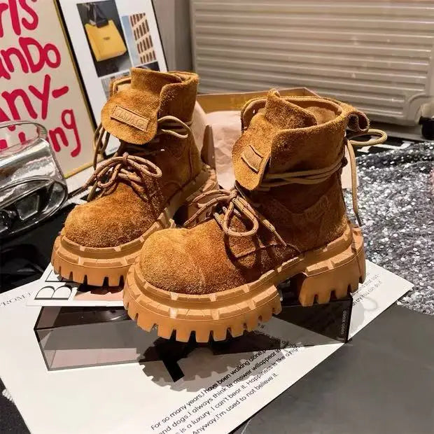 Ankle Boots for Women Designer Flats Platform Shoes Fashion Winter Dress Woman Boots 2025 New Suede Cozy Chelsea Botas De Mujer