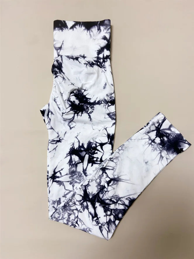 Women Tiedye Gym Leggings Push Up Seamless Yoga Pant Scrunch Sports Fitness Tights High Waist Workout Training Leggins Wholeasle