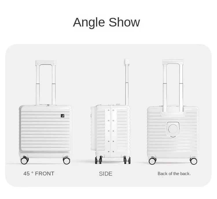 Front Opening 18/20 inch Suitcase Cabin Luggage Small 16 inch Short Trip Bag Ultra-light Aluminium Frame Luggage Large Capacity