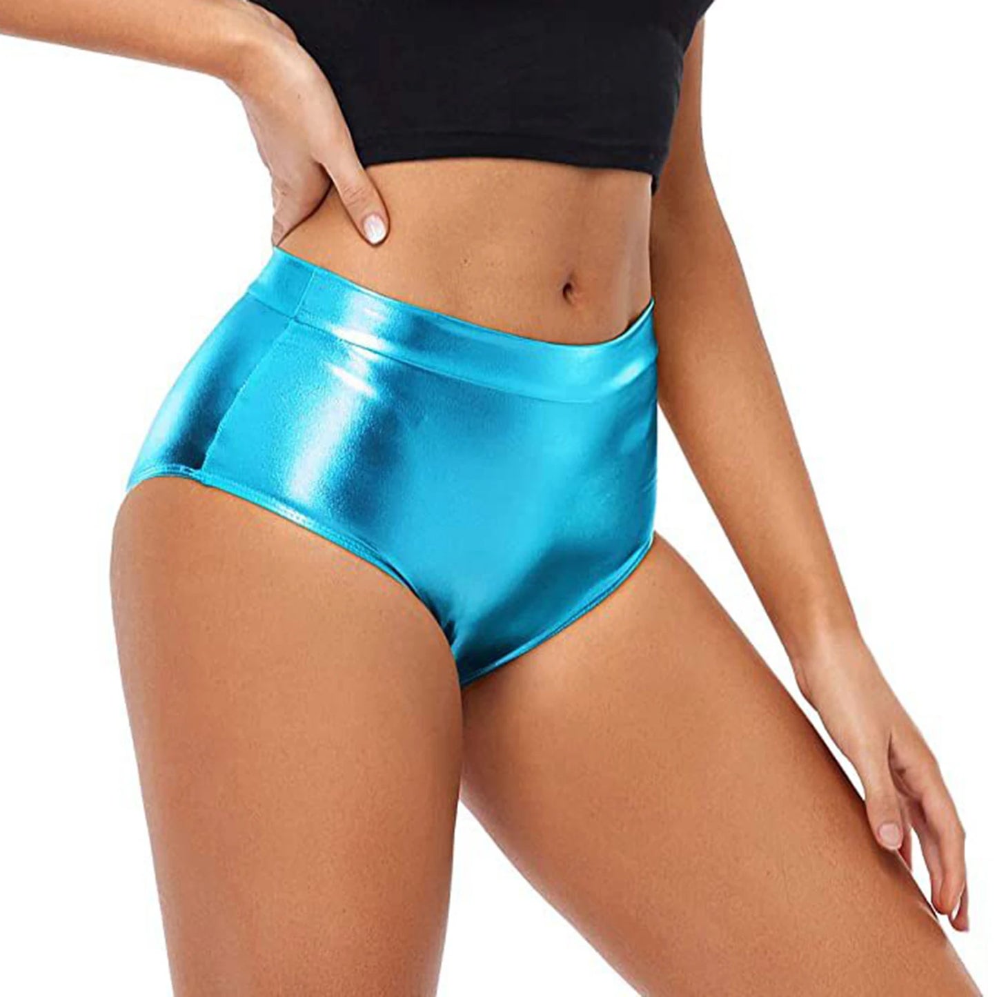 Women Metallic Booty Shorts Boxer Briefs Shiny Panties Hot Pants Clubwear Party Costume Music Festival Rave Pole Dancing Bottoms