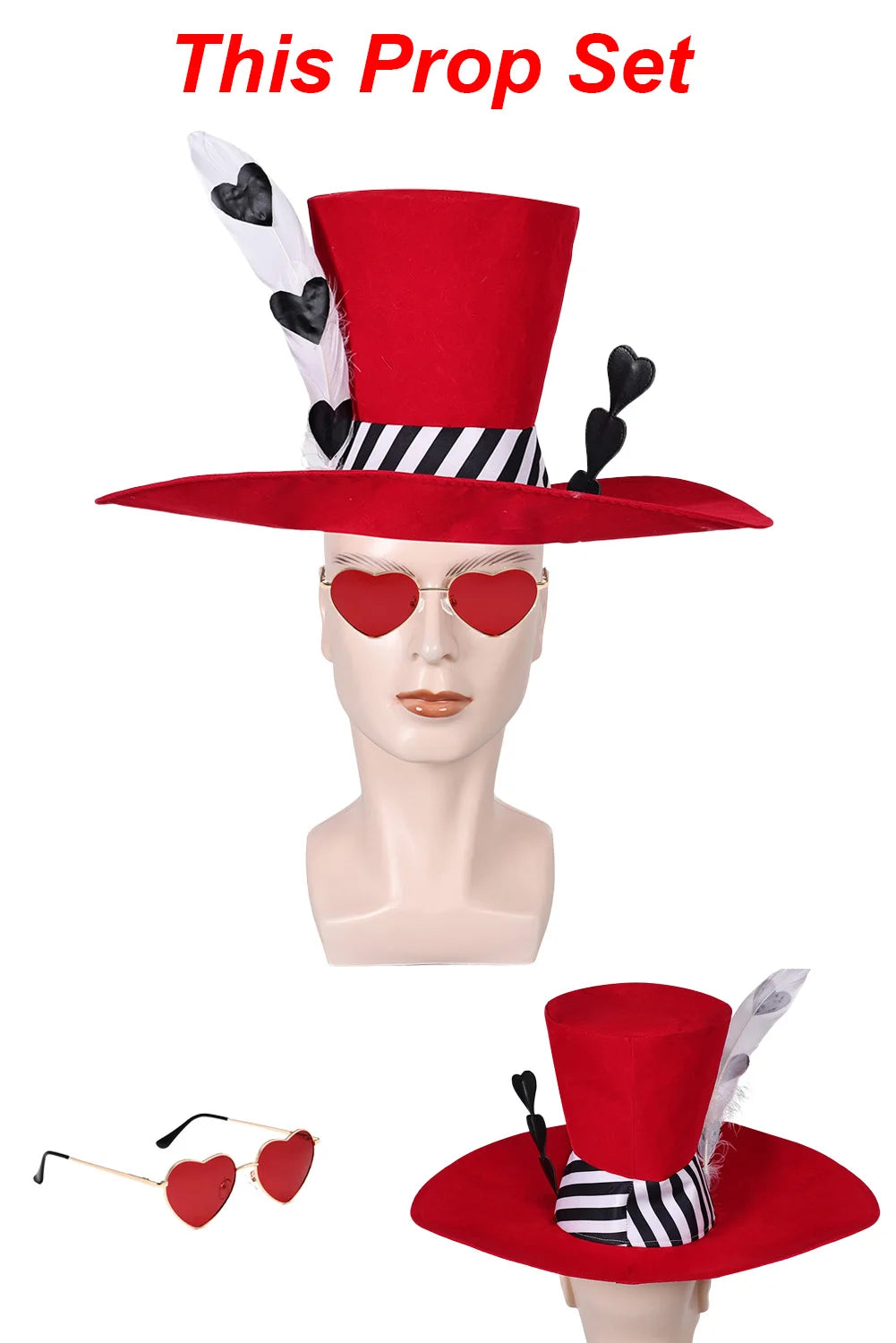 Fancy Dress Valentino Hat Eyeglasses Cosplay For Men Women TV Hell Hotel Costume Halloween Man Woman Roleplay Party Prop