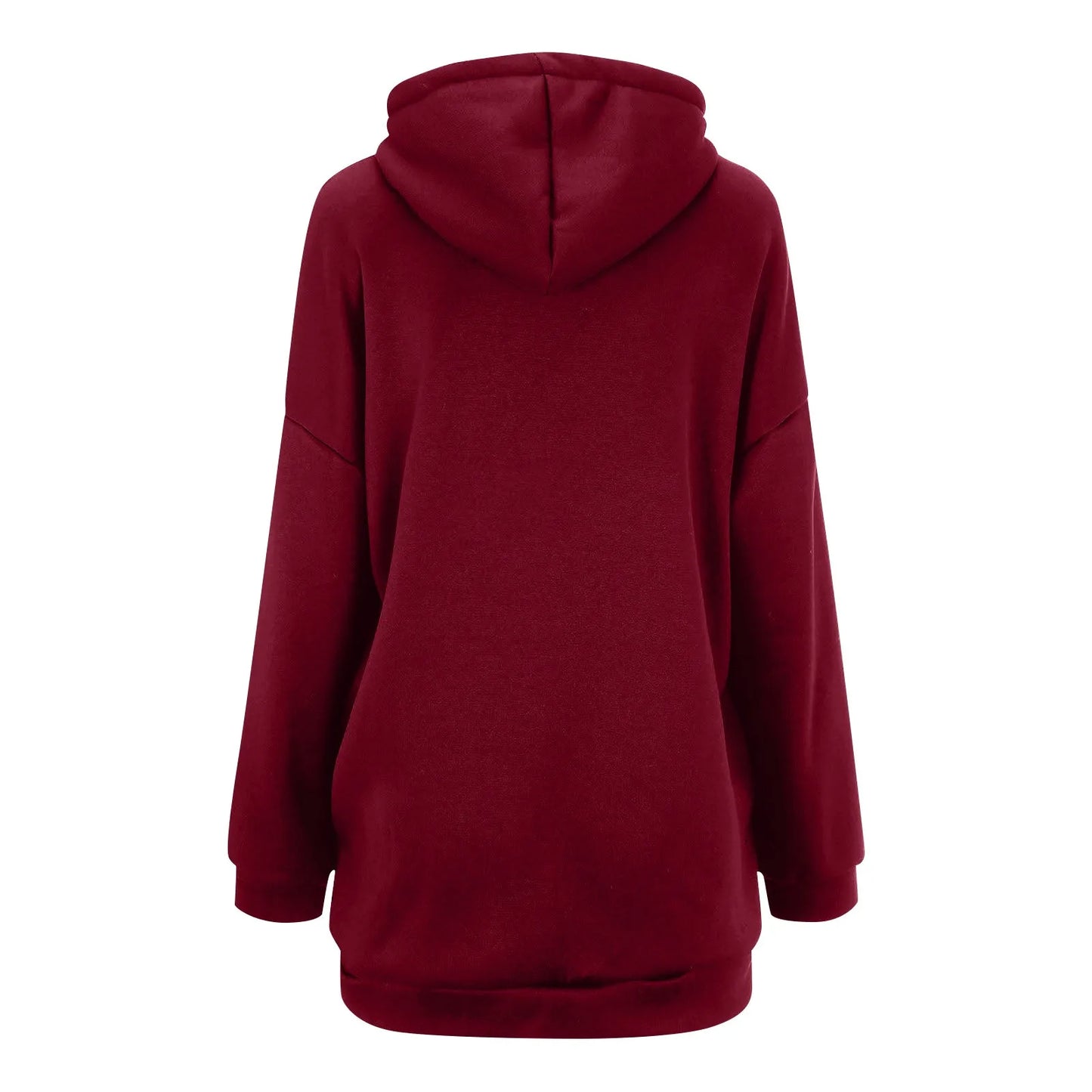 Plus Size Long Hoodies Tunic Fashion Long Sweatshirts Solid Color Fleece Knitted Zip Up Jackets With Pockets For Women