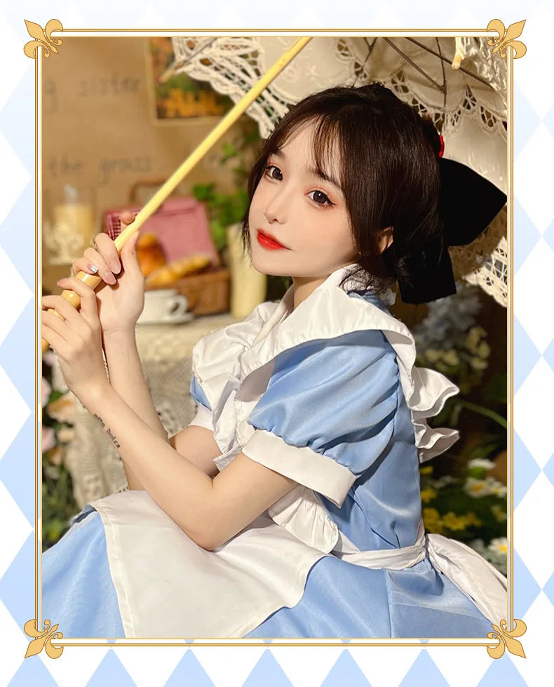 Lolita Dress Maid Apron Fantasia Carnival Halloween Costumes for Women Masquerade Party Alice In Wonderland Cosplay Costume