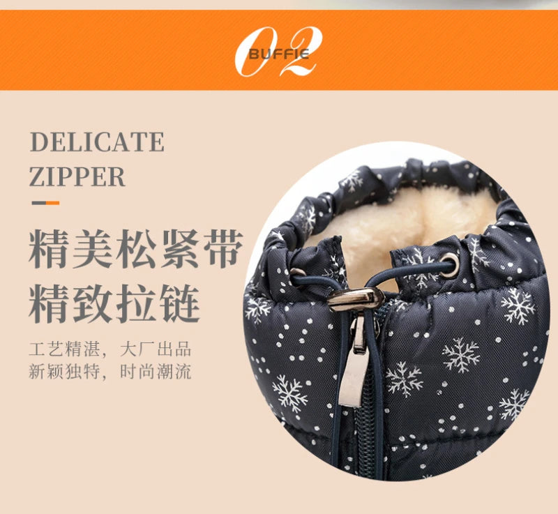 Large-Size Cotton Shoes For Winter Outdoor Thick Warm Cotton Shoes High-Top Snow Boots Winter Wild Plus Velvet Cotton Boots