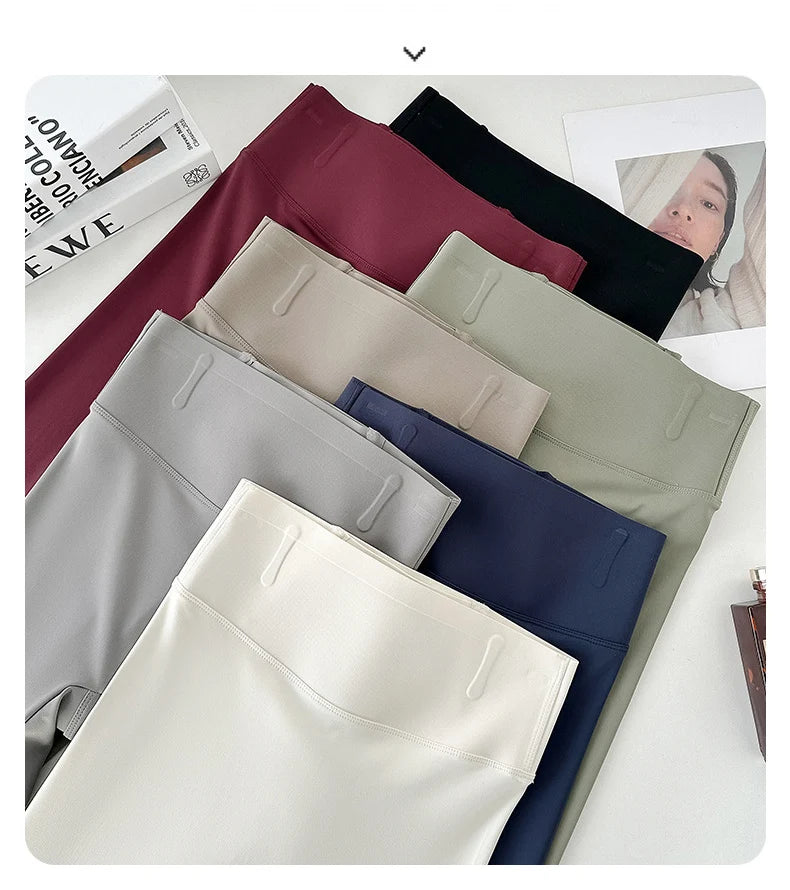 BIVIGAOS Spring Summer Back Pocket Nude Feel Sharkskin Leggings Women Fish Bone High Waist Push Up Sport Fitness Running Legging