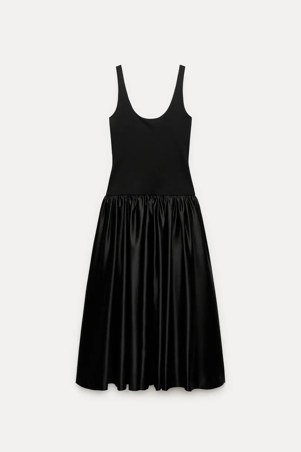 Winter New Wide oulder Strap Loose Vest Skirt Bla Splicing Dr Commute round Ne Single Piece Autumn Long Sve Asymm...