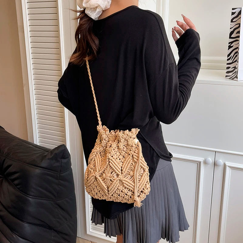 LEFTSIDE Weave Small Shoulder Bags for Women 2025 New Summer Knit Crossbody Bag Females Weave Raffia Beach Bags Handbags