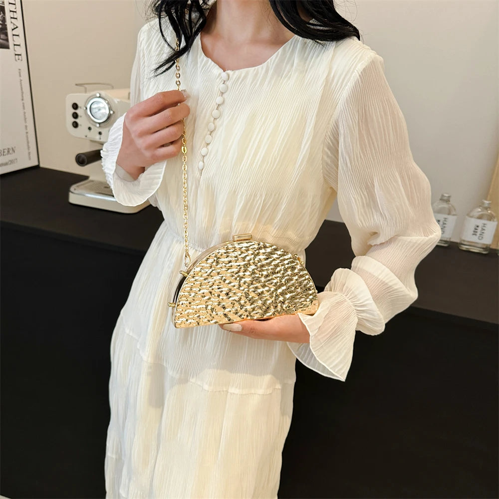 MOODS Luxury Golden Evening Bags For Women Wedding Dinner Party Chain Shoulder Cross Body Bag 2024 Designer Purses And Handbags