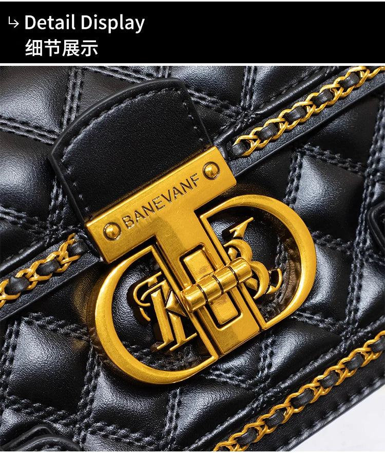 Women's handbag genuine diamond grid handbag women's 2024 new high-end designer crossbody shoulder small square bag