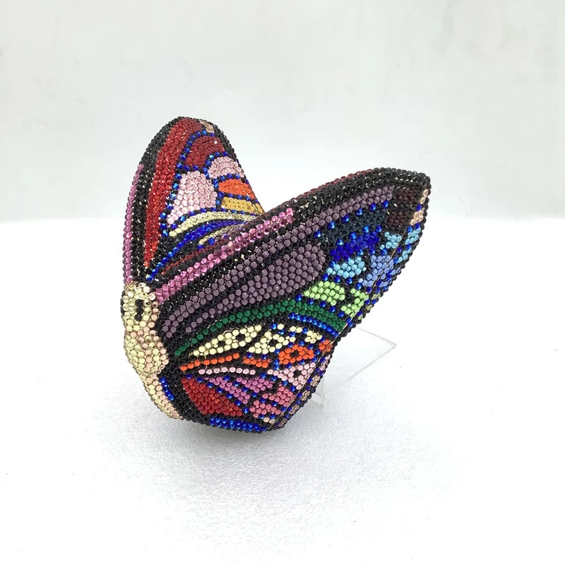 XIYUAN Butterfly Shaped Crystal Evening Bags Women Sparkling Rhinestone Clutch Purse Wedding Party Bridal Handbag Black Diamonds