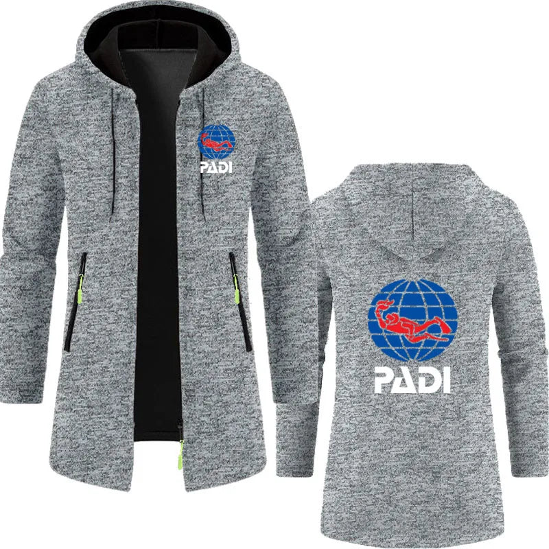 2025 Spring Autumn Scuba Driver Padi Man Hoodies Sweatshirts Fleece Warm Zipper Long Hooded cardigan for Men Jackets Coat