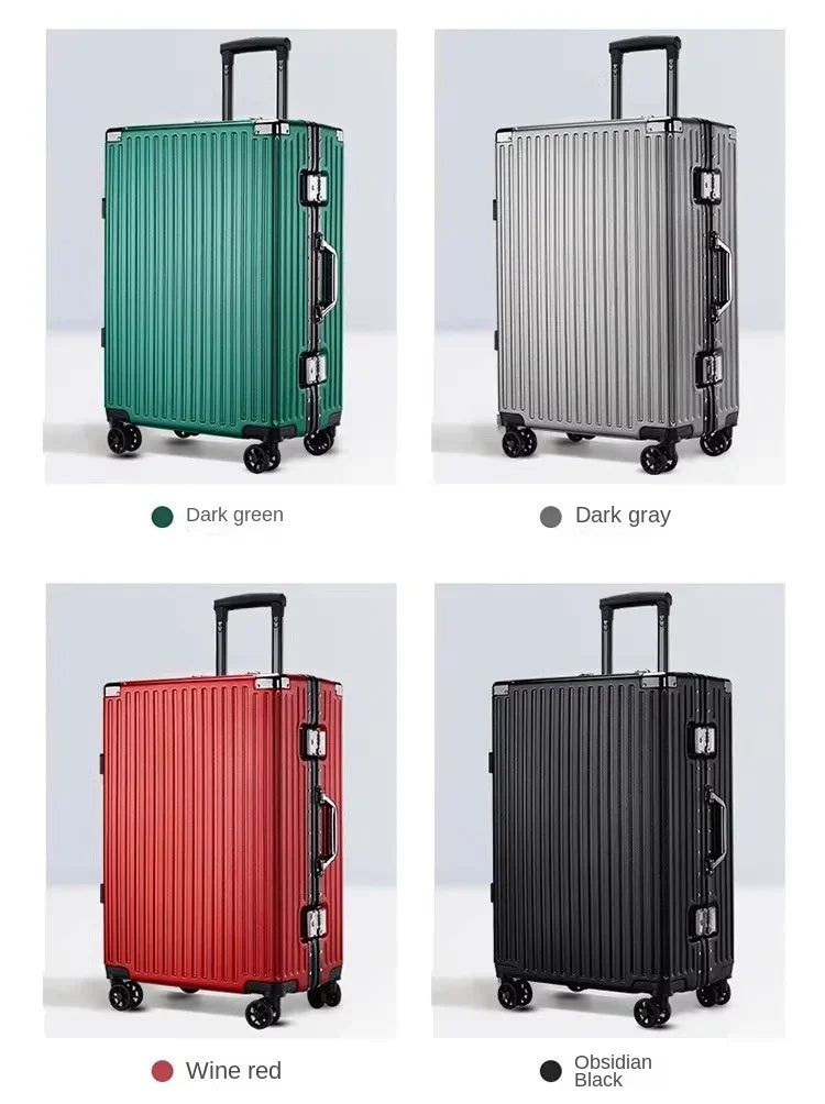 Aluminium Frame Suitcase Large-capacity Trolley Case Strong and Durable Password Cabin Bag Thickened PC suitcase 20/22/24/26/28