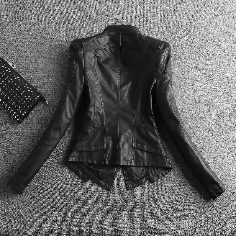 Winter 2026 New Black Pu Leather Jacket Women Y2K Streetwear Cropped Motorcycle Coat Fashion Gyaru Long Sleeve Short Outerwears