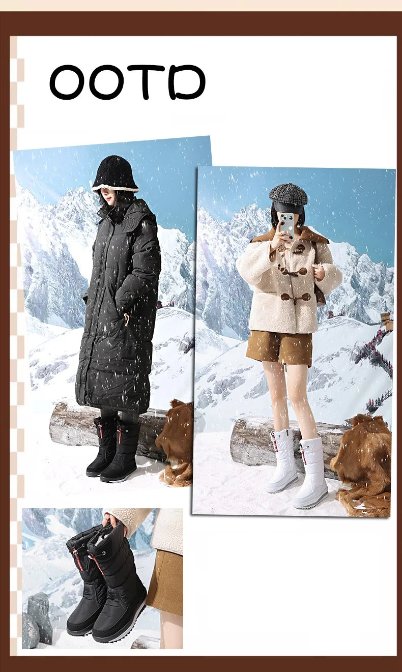 Autumn and Winter Cold-Proof Snow Boots for Men and Women, New Style, Fleece-Lined, Thickened, Non-Slip Cotton Shoes, Waterproof