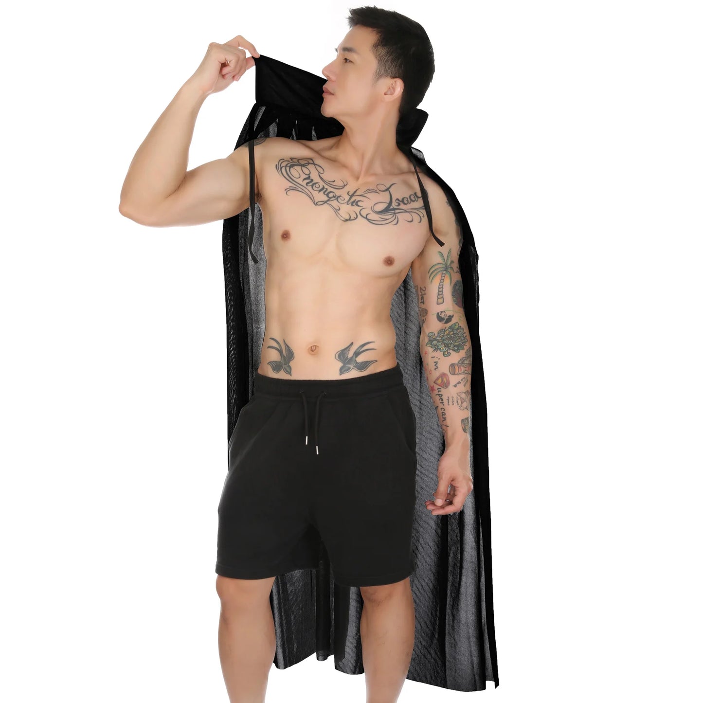 Halloween Cosplay Vampire Wizard Death Cloak Costumes Grim Reaper Black Translucent Erotic Cape Clubwear Stage Performance Wear